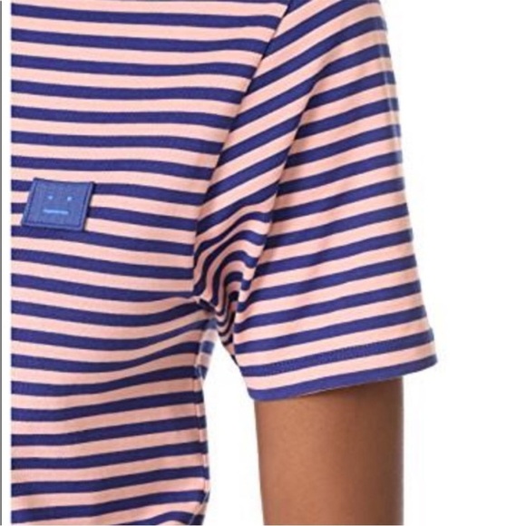 Acne Studios Napa face stripe tee shirt pink blue xs - Picture 2 of 9
